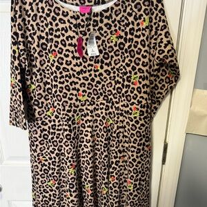Torrid & Betsy Johnson Leopard Print womens Dress with Floral Accents. Size 2
